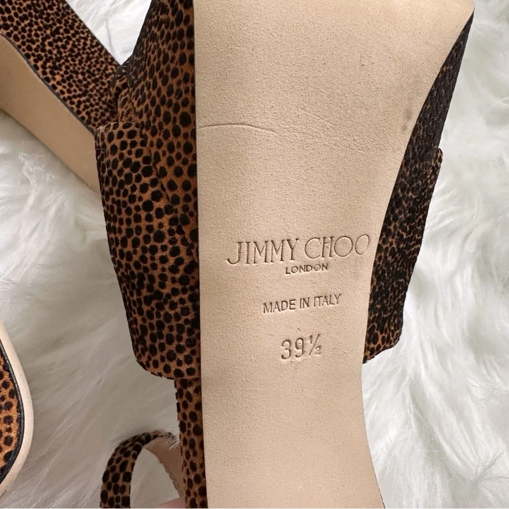 Jimmy Choo Heloise Polka Dot Cheetah Print Platform Sandals - Picture 6 of 6